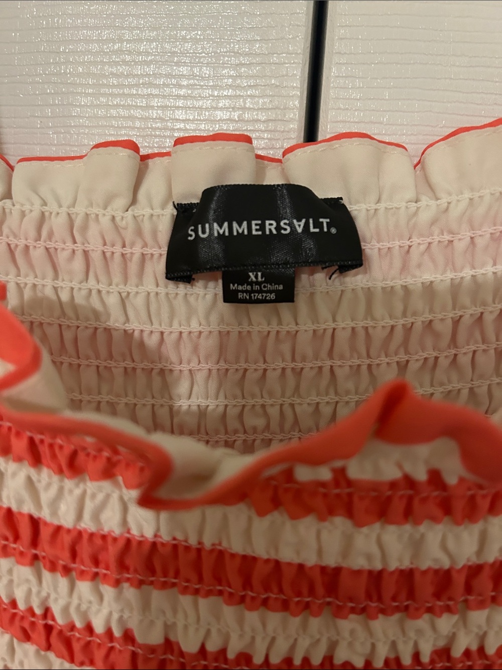 summersalt Nantucket Red White Striped Tie-Shoulder Nautical Smocked Dress XL - Picture 2 of 7